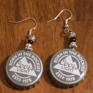 Coors Beer Bottle Cap Earrings Handmade